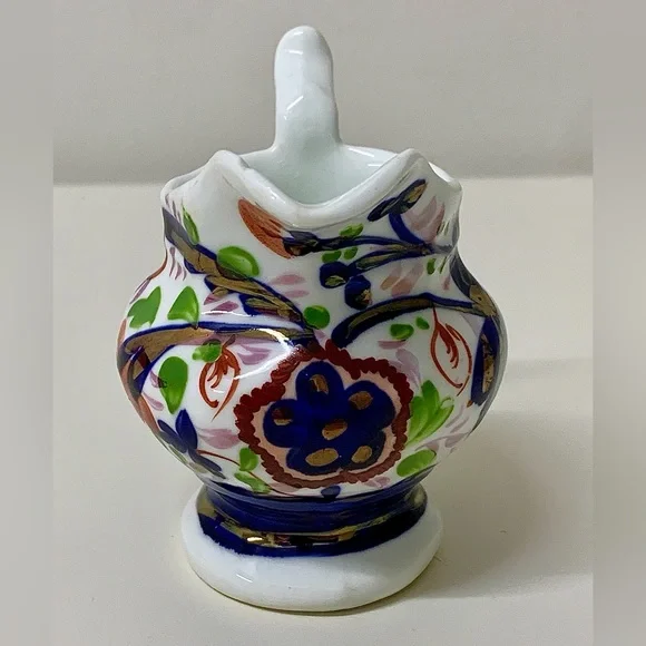 19th Century Antique Gaudy Welsh Forget Me Not Pattern Miniature Jug Pitcher
